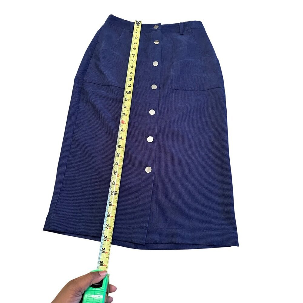 English Factory Corduroy Skirt Pencil Button Up Waist26 Vintage Inspired Classy - Picture 8 of 11